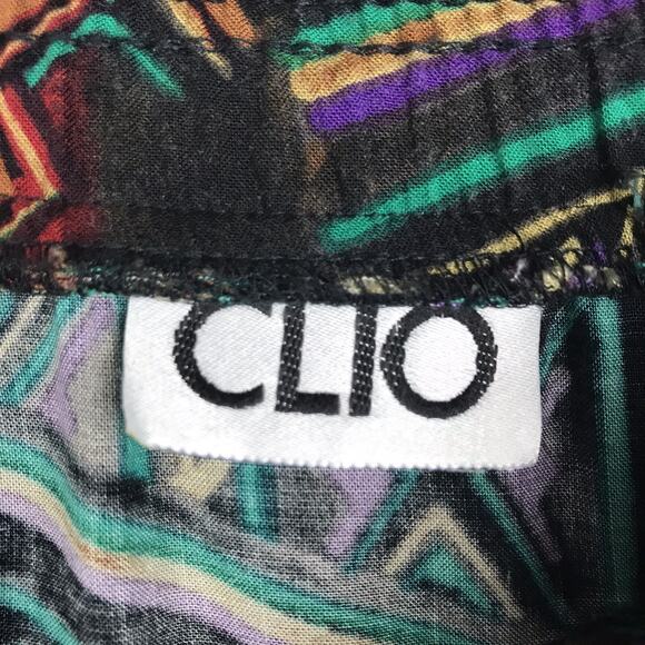 Vintage CLIO Midi Skirt Elastic Waist Flowy Colorful Abstract Print Size Large - Picture 6 of 8